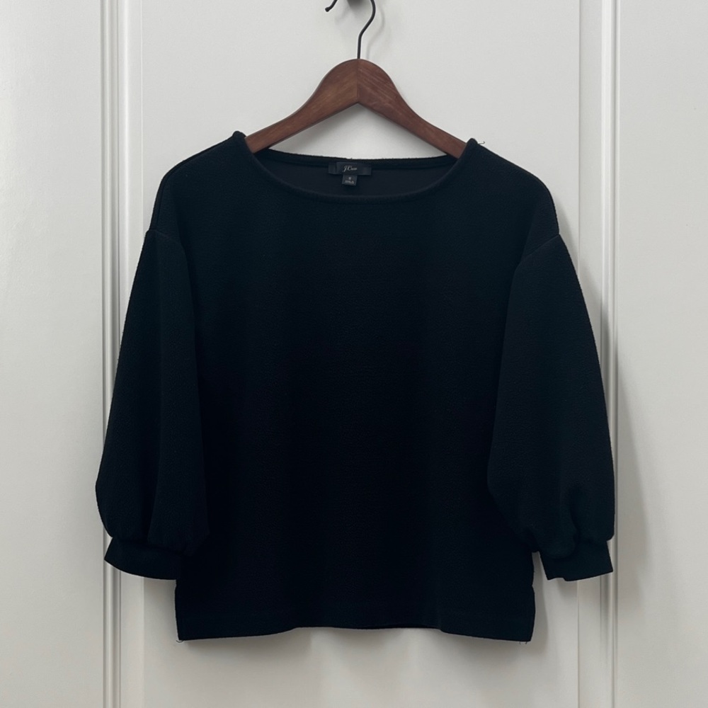 J. Crew Black Balloon Sleeve Top